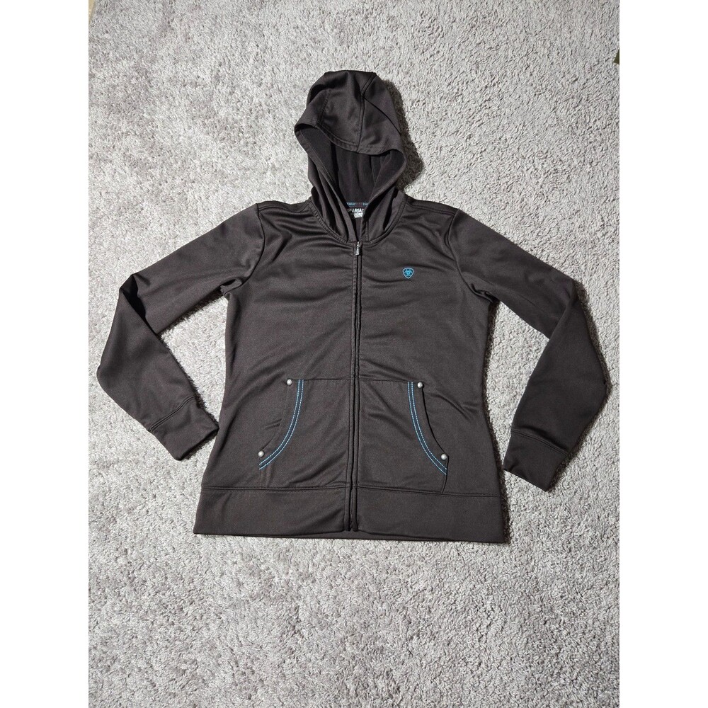 Ariat Tek Cold Series Full Zip Jacket Hoodie Brown Teal Women's Medium Cowgirl